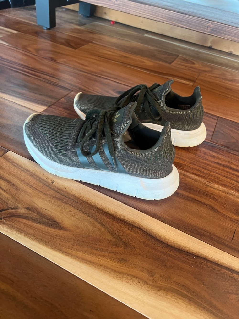 Adidas Olive Green and Gold Knit Sneakers size 7.5